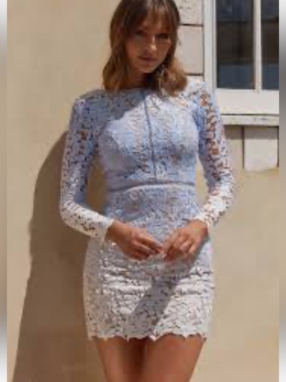 Selfie Leslie Light Blue Lace Mini Dress